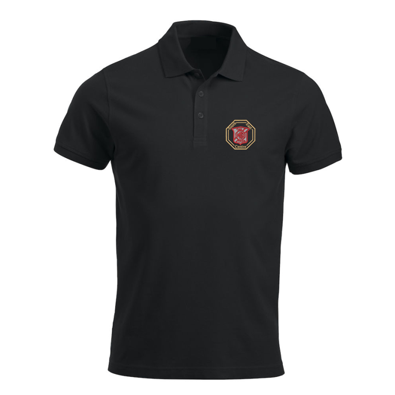 Polyester/Cotton poloshirt, longer length than standard, unisex fit embroidered with logo of your choice to the left breast.