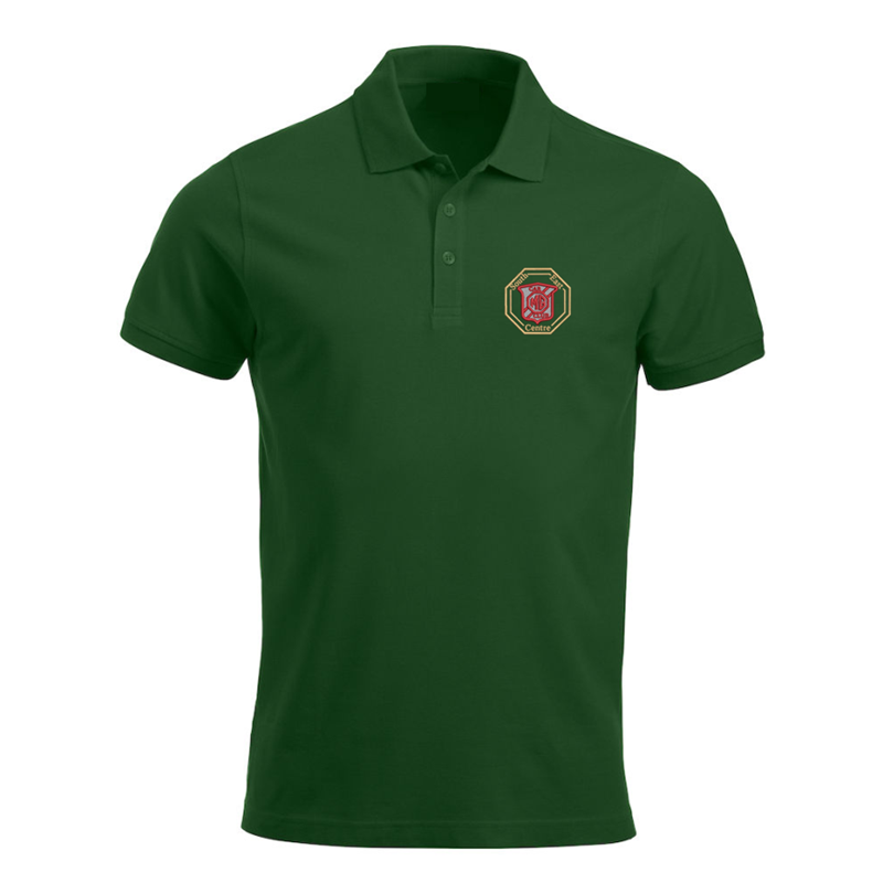 Polyester/Cotton poloshirt, longer length than standard, unisex fit embroidered with logo of your choice to the left breast.