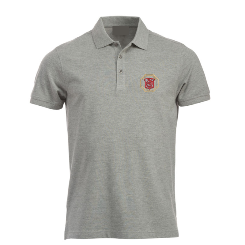 Polyester/Cotton poloshirt, longer length than standard, unisex fit embroidered with logo of your choice to the left breast.