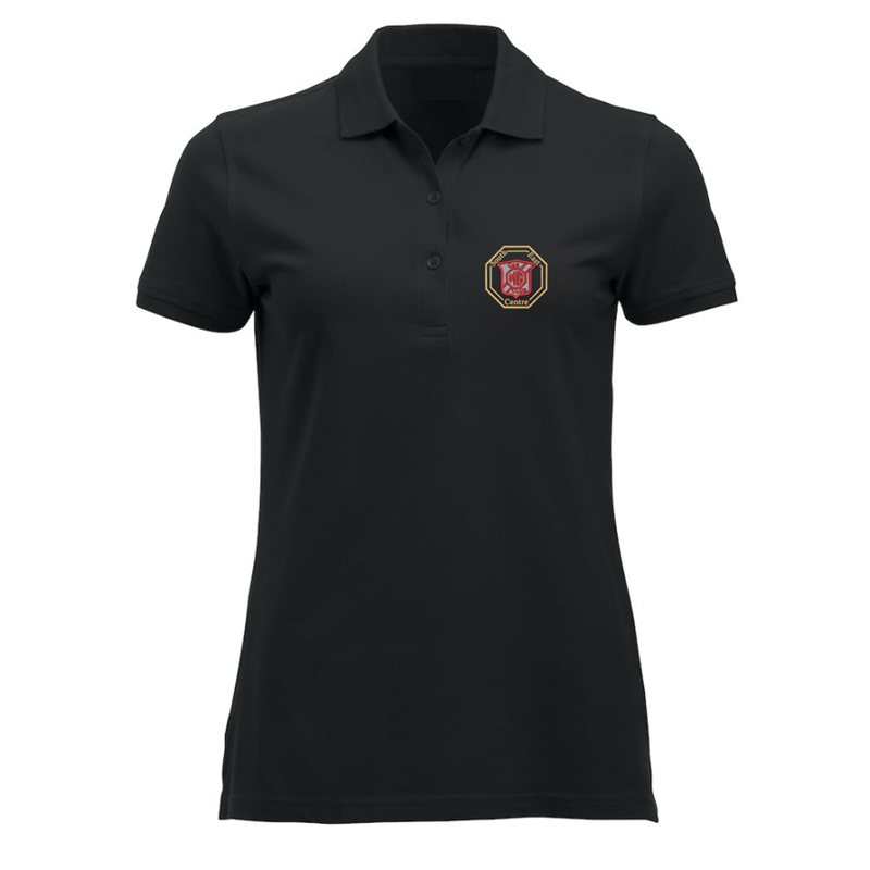 Polyester/Cotton poloshirt, longer length than standard, ladies fit embroidered with logo of your choice to the left breast.