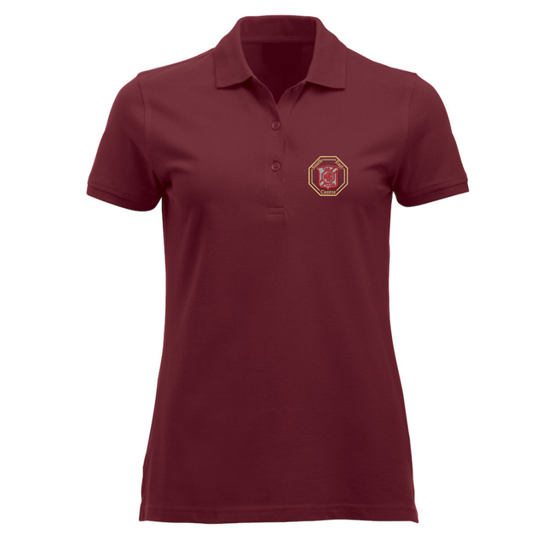 Polyester/Cotton poloshirt, longer length than standard, ladies fit embroidered with logo of your choice to the left breast.