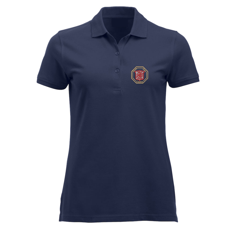 Polyester/Cotton poloshirt, longer length than standard, ladies fit embroidered with logo of your choice to the left breast.