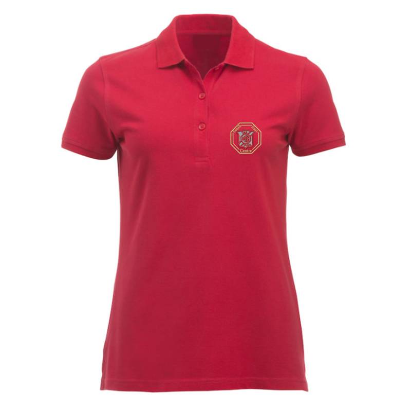 Polyester/Cotton poloshirt, longer length than standard, ladies fit embroidered with logo of your choice to the left breast.