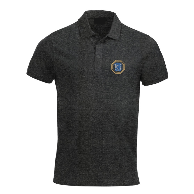 Polyester/Cotton poloshirt, longer length than standard, unisex fit embroidered with logo of your choice to the left breast.