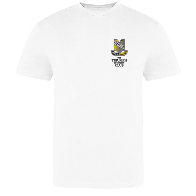 Please consult your AO for your preferred area colour Cotton Crew neck T-shirt with your choice of Triumph logo embroidered to the left breast. Colour text will be changed on dark colour garments to white.