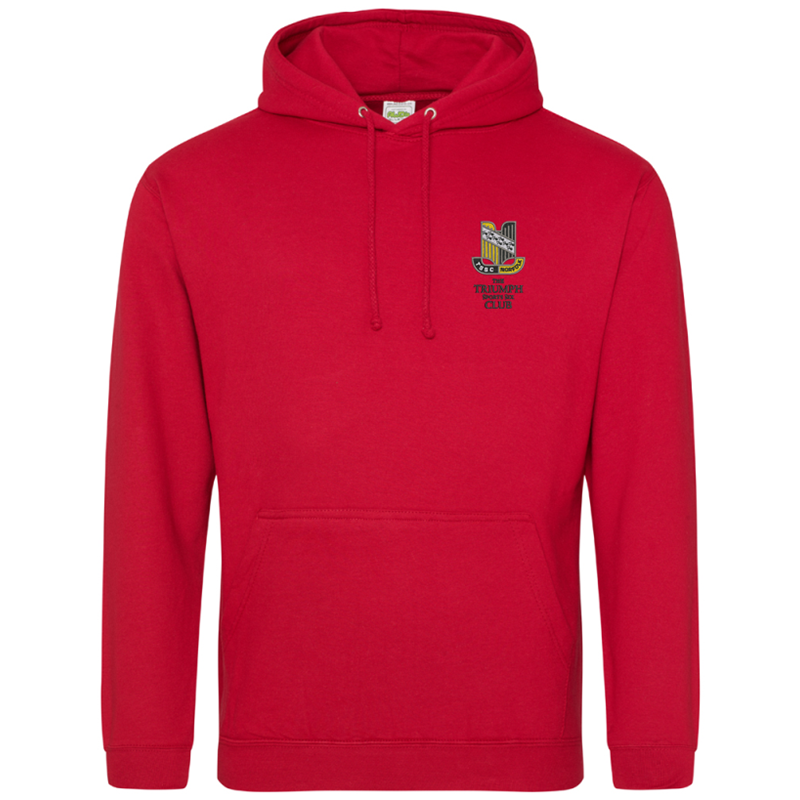Please consult your AO for your preferred area colour Unisex hooded sweatshirt, polyester/cotton fabric, embroidered with club logo of your choice. Colour text will be changed on dark colour garments to white.