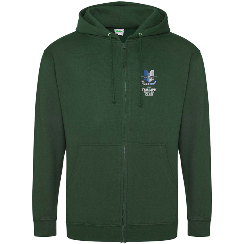 Please consult your AO for your preferred area colour Unisex zip through hooded sweatshirt, polyester/cotton fabric, embroidered with club logo of your choice. Colour text will be changed on dark colour garments to white.