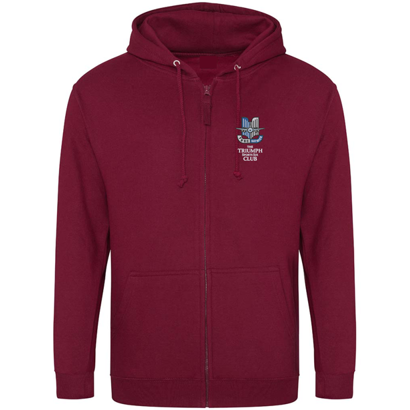 Please consult your AO for your preferred area colour Unisex zip through hooded sweatshirt, polyester/cotton fabric, embroidered with club logo of your choice. Colour text will be changed on dark colour garments to white.