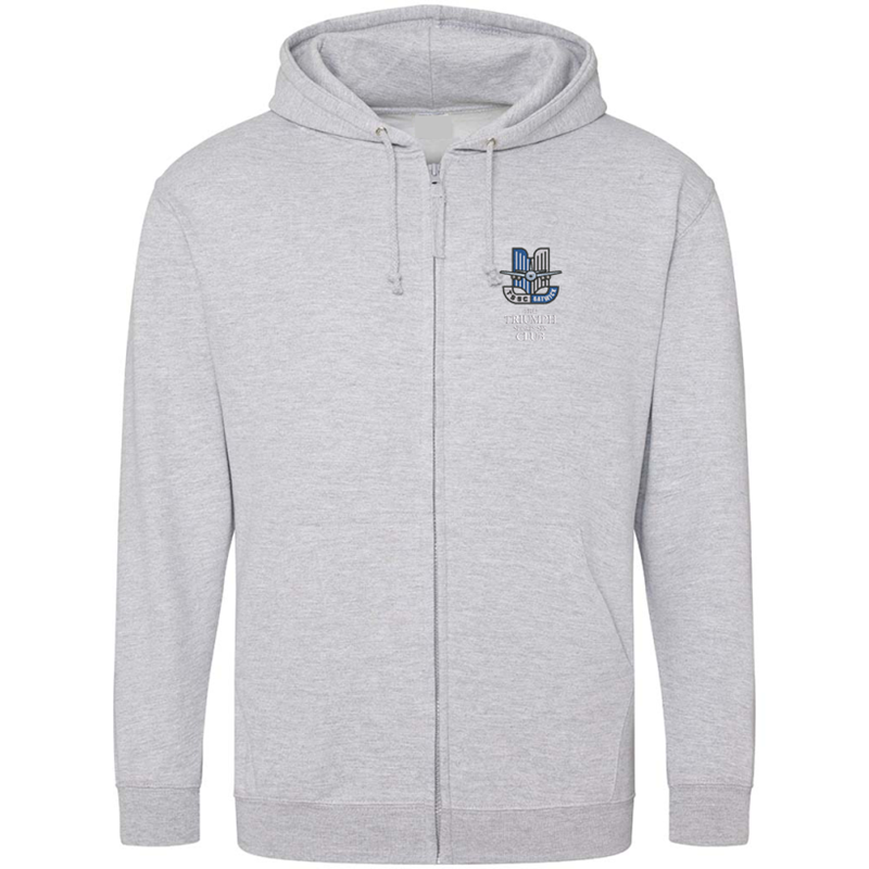 Please consult your AO for your preferred area colour Unisex zip through hooded sweatshirt, polyester/cotton fabric, embroidered with club logo of your choice. Colour text will be changed on dark colour garments to white.