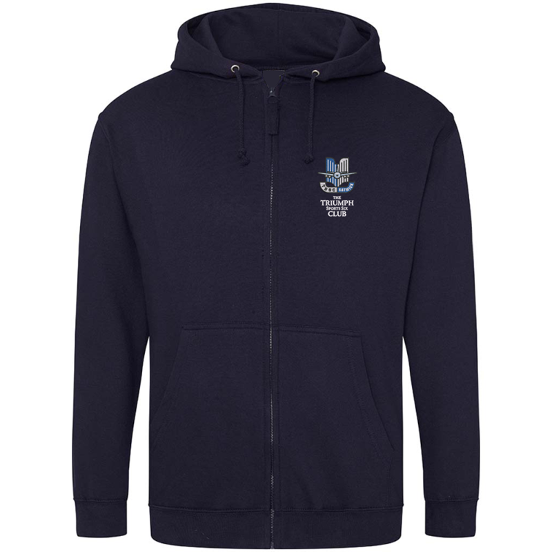 Please consult your AO for your preferred area colour Unisex zip through hooded sweatshirt, polyester/cotton fabric, embroidered with club logo of your choice. Colour text will be changed on dark colour garments to white.