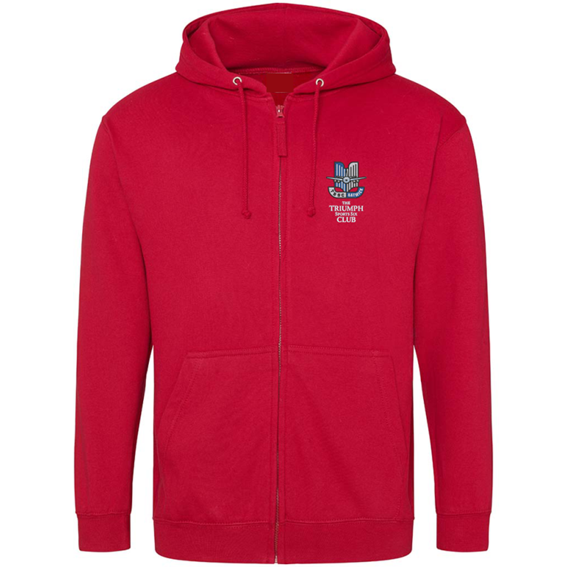 Please consult your AO for your preferred area colour Unisex zip through hooded sweatshirt, polyester/cotton fabric, embroidered with club logo of your choice. Colour text will be changed on dark colour garments to white.