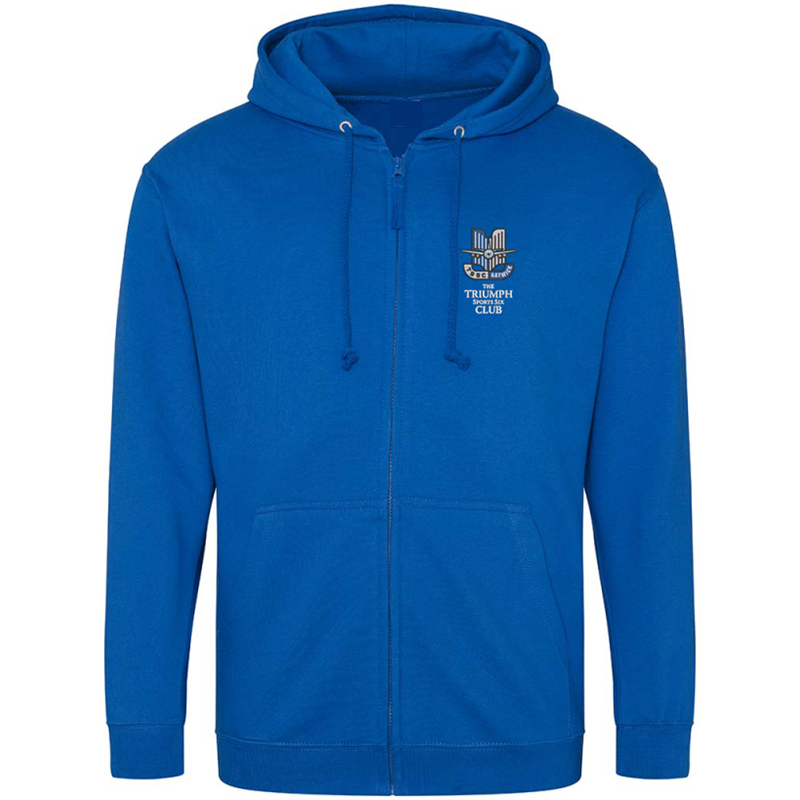 Please consult your AO for your preferred area colour Unisex zip through hooded sweatshirt, polyester/cotton fabric, embroidered with club logo of your choice. Colour text will be changed on dark colour garments to white.