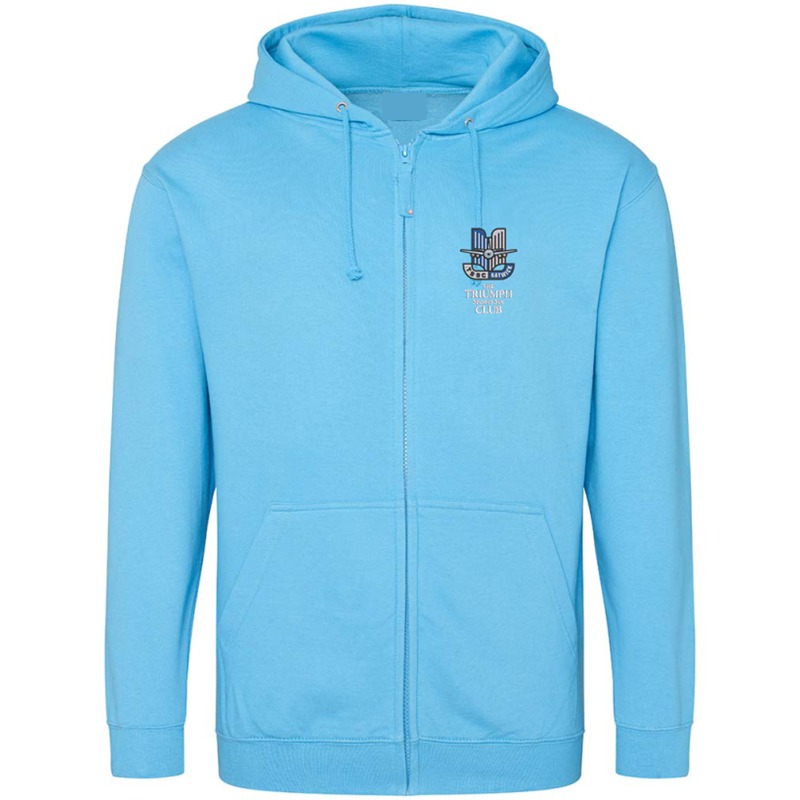 Please consult your AO for your preferred area colour Unisex zip through hooded sweatshirt, polyester/cotton fabric, embroidered with club logo of your choice. Colour text will be changed on dark colour garments to white.