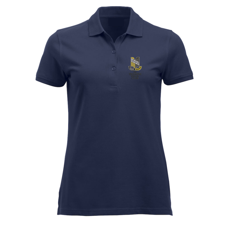 Please consult your AO for your preferred area colour Polyester/Cotton poloshirt lady fit, with your choice of Triumph logo embroidered to the left breast. Colour text will be changed on dark colour garments to white.
