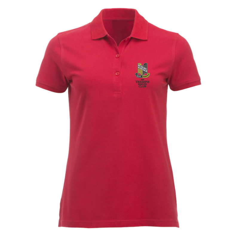Please consult your AO for your preferred area colour Polyester/Cotton poloshirt lady fit, with your choice of Triumph logo embroidered to the left breast. Colour text will be changed on dark colour garments to white.