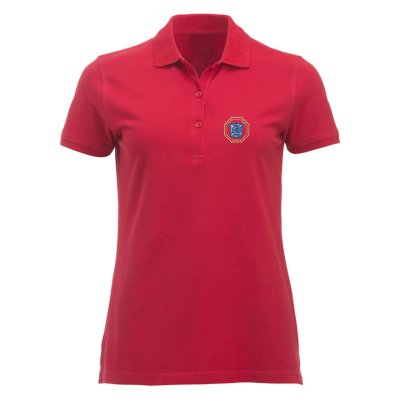 100% Cotton poloshirt, ladies fit embroidered with logo of your choice to the left breast.