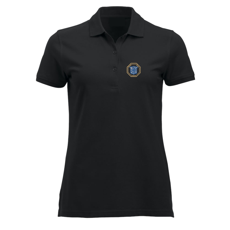 100% Cotton poloshirt, ladies fit embroidered with logo of your choice to the left breast.
