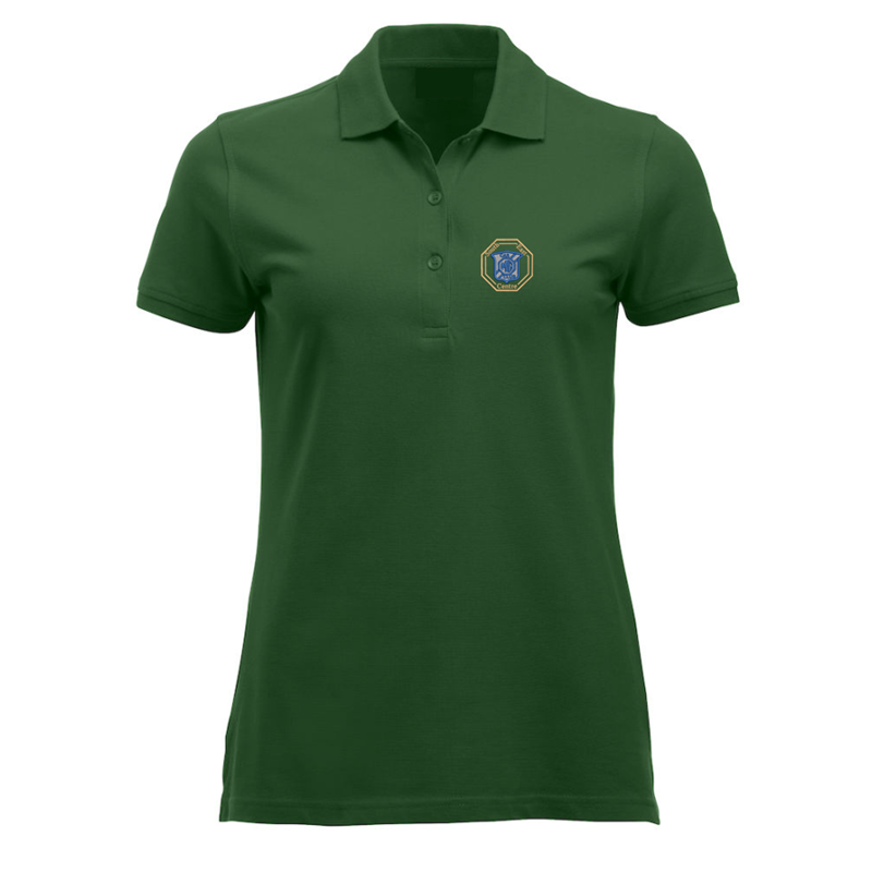100% Cotton poloshirt, ladies fit embroidered with logo of your choice to the left breast.