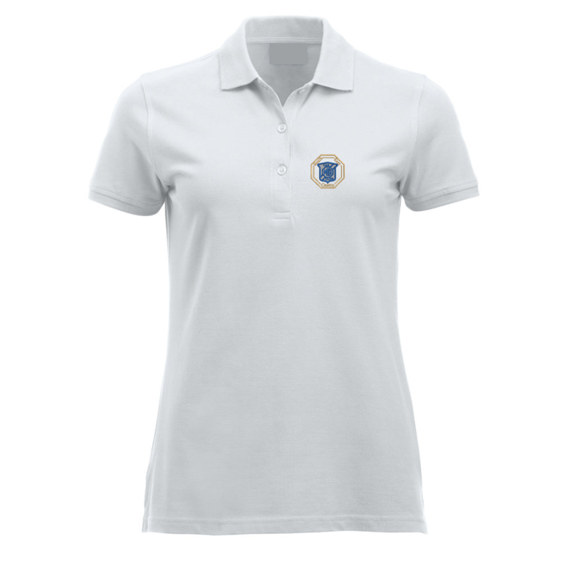 100% Cotton poloshirt, ladies fit embroidered with logo of your choice to the left breast.