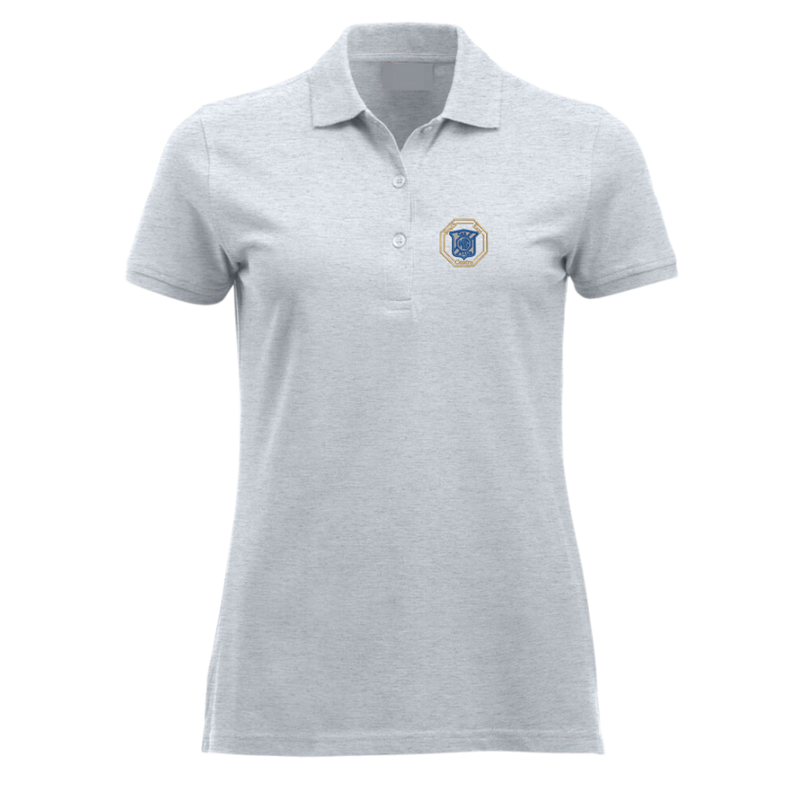 100% Cotton poloshirt, ladies fit embroidered with logo of your choice to the left breast.