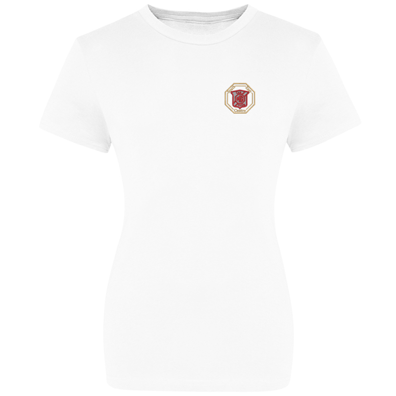 Cotton Crew neck T Shirt, ladies fit,  embroidered with logo of your choice to the left breast.