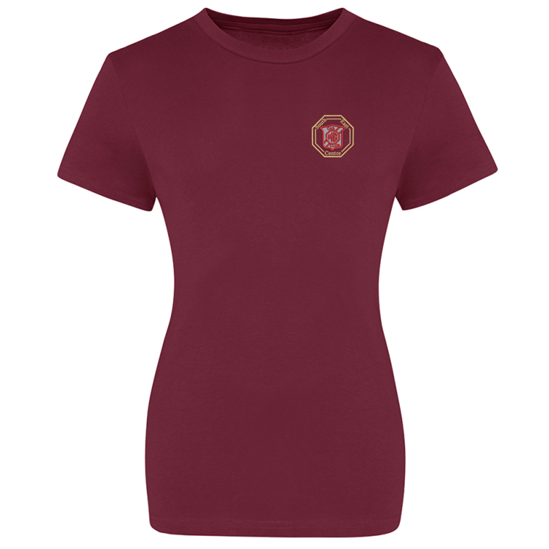 Cotton Crew neck T Shirt, ladies fit,  embroidered with logo of your choice to the left breast.