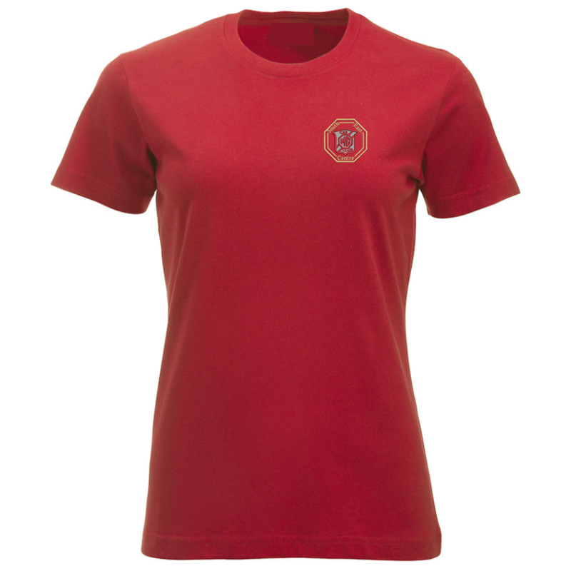 Cotton Crew neck T Shirt, ladies fit,  embroidered with logo of your choice to the left breast.