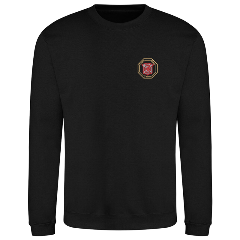 Crew neck unisex sweatshirt with choice of logo embroidered to left breast.