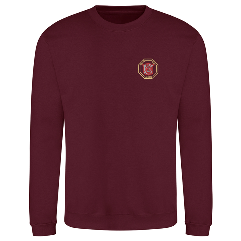 Crew neck unisex sweatshirt with choice of logo embroidered to left breast.