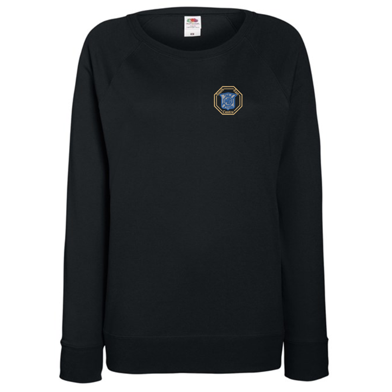 Crew neck, ladies fit Sweatshirt, embroidered with your choice of logo of left breast.