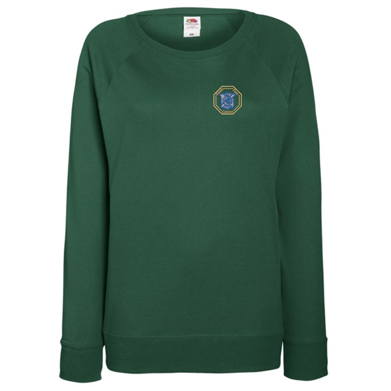 Crew neck, ladies fit Sweatshirt, embroidered with your choice of logo of left breast.