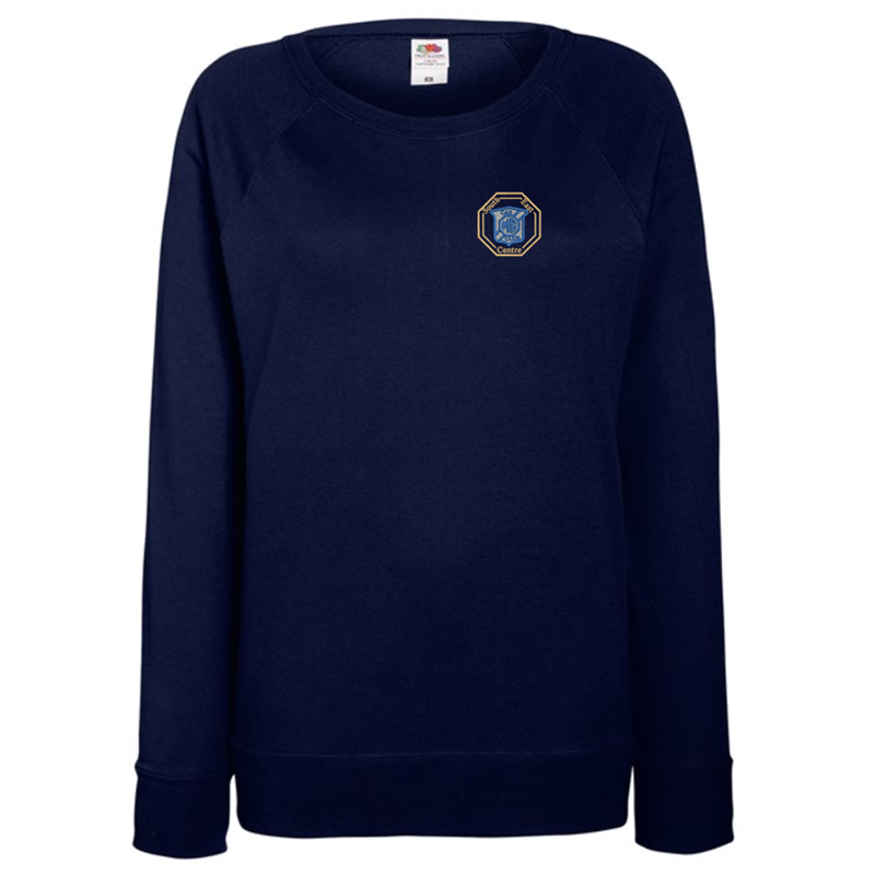 Crew neck, ladies fit Sweatshirt, embroidered with your choice of logo of left breast.