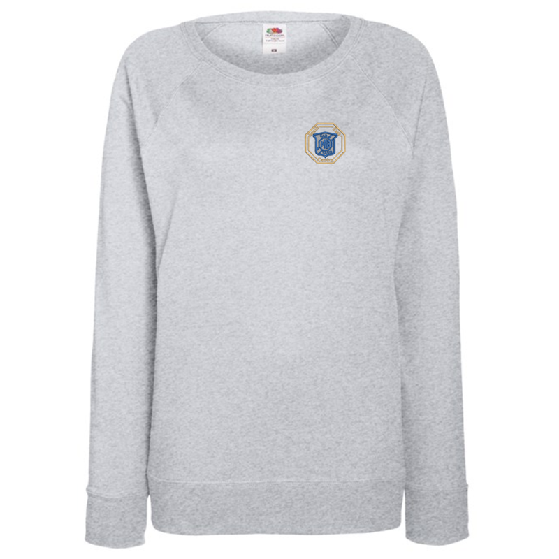 Crew neck, ladies fit Sweatshirt, embroidered with your choice of logo of left breast.