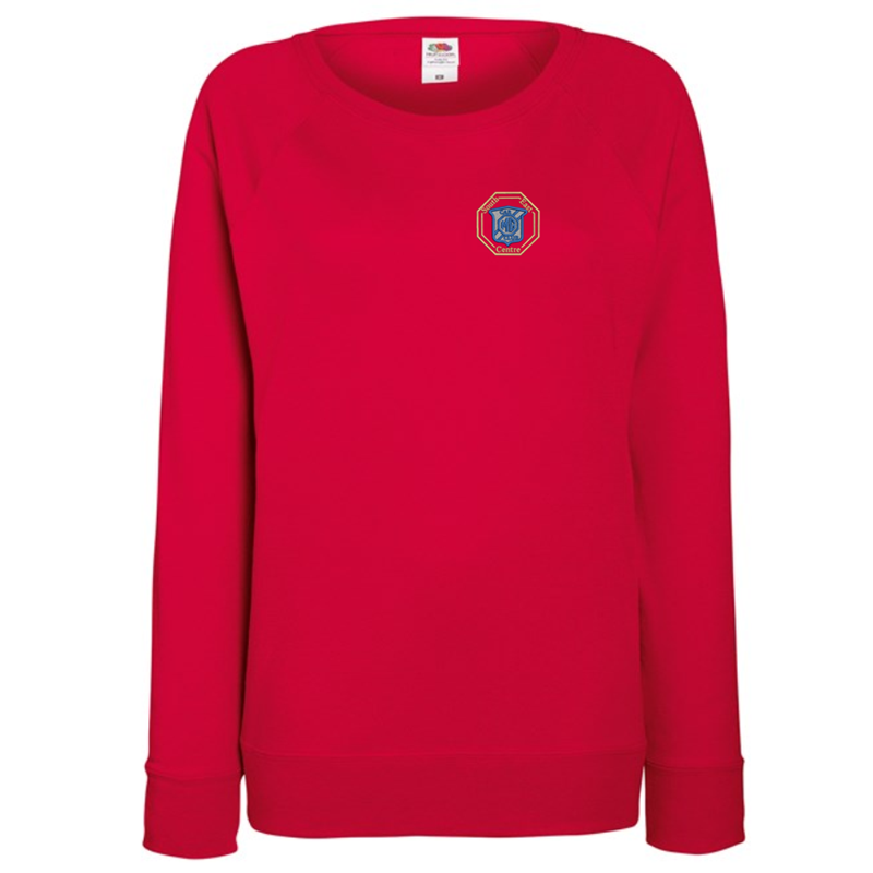 Crew neck, ladies fit Sweatshirt, embroidered with your choice of logo of left breast.