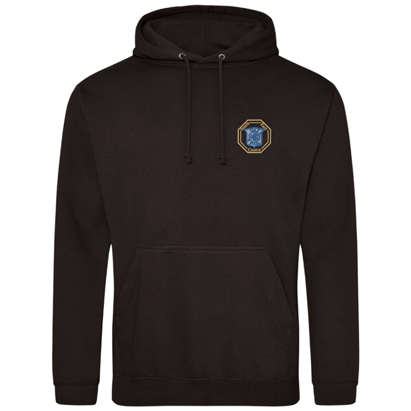 Hooded sweatshirt with logo of your choice embroidered to left breast
