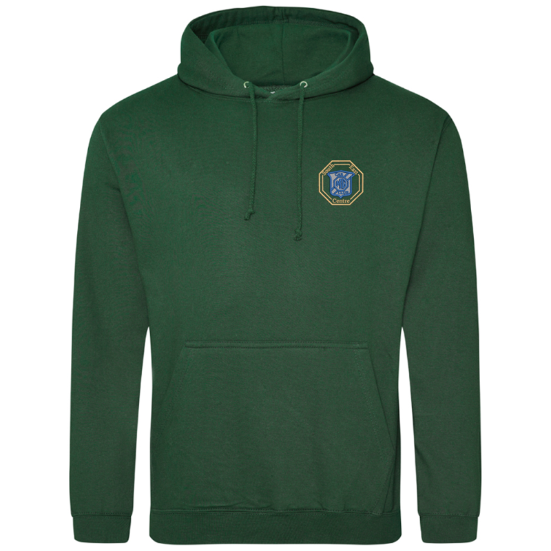 Hooded sweatshirt with logo of your choice embroidered to left breast