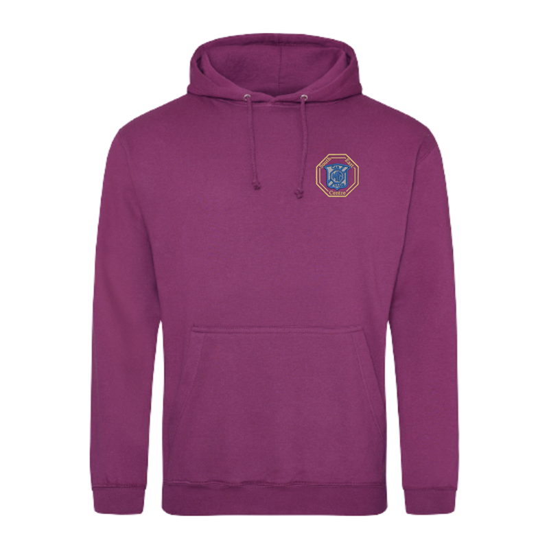 Hooded sweatshirt with logo of your choice embroidered to left breast