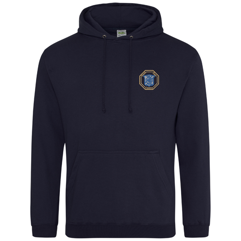 Hooded sweatshirt with logo of your choice embroidered to left breast