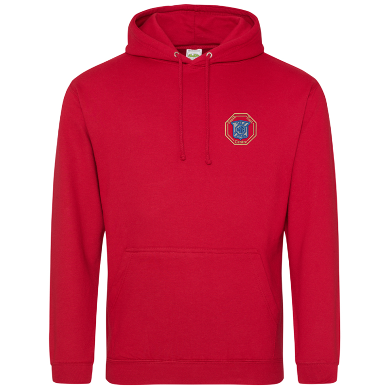 Hooded sweatshirt with logo of your choice embroidered to left breast