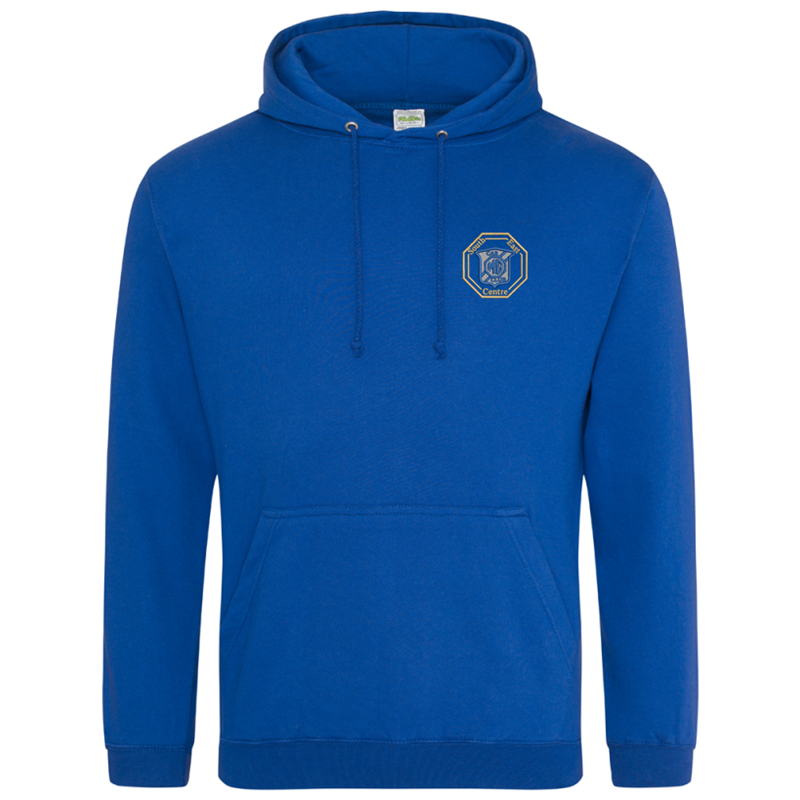 Hooded sweatshirt with logo of your choice embroidered to left breast