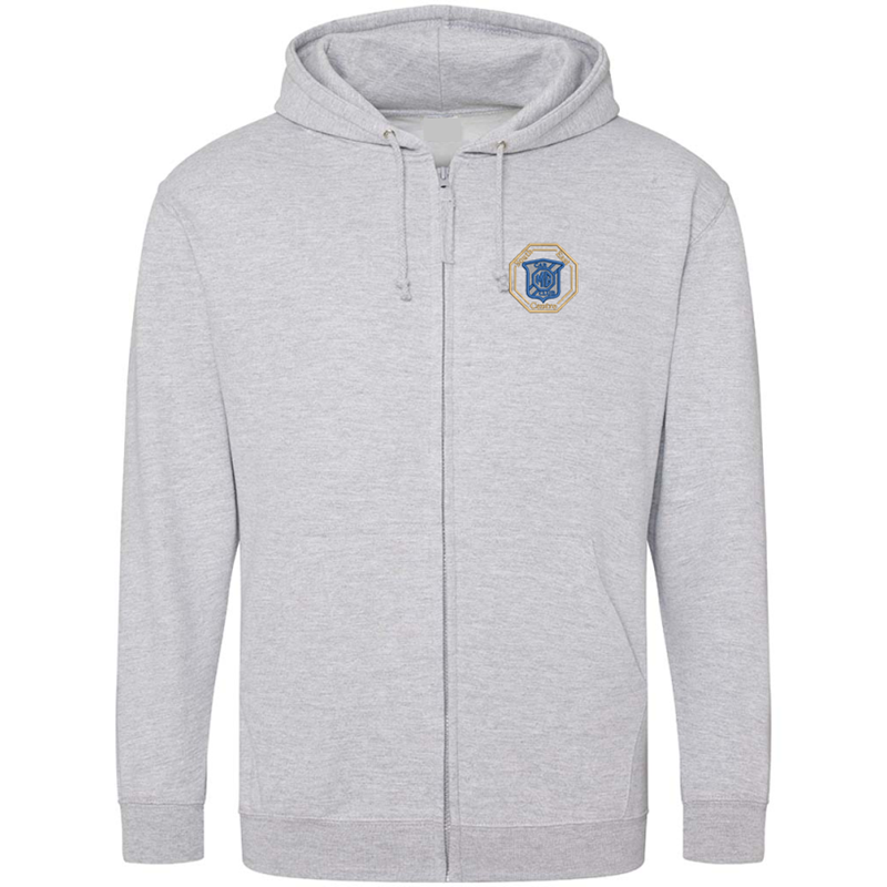 Zip through hooded sweatshirt, embroidered with logo to left breast