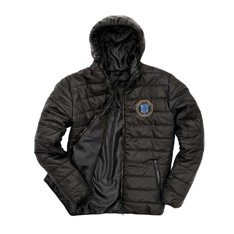 Soft padded full zip jacket with embroidered logo to left breast,