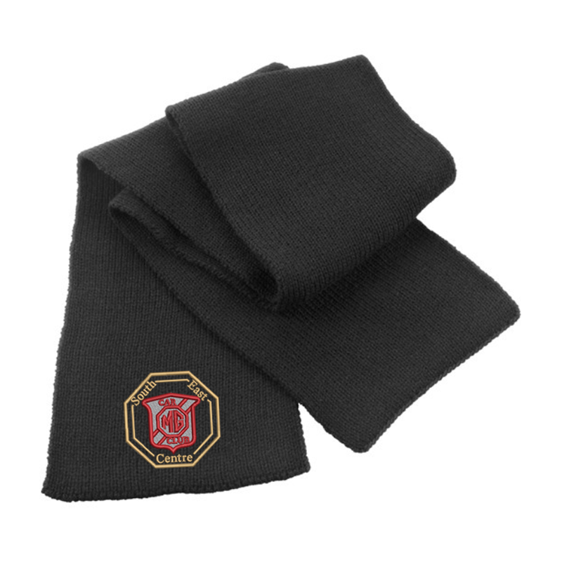 Classic heavy knit scarf, 100% Acrylic, embroidered logo to one position.