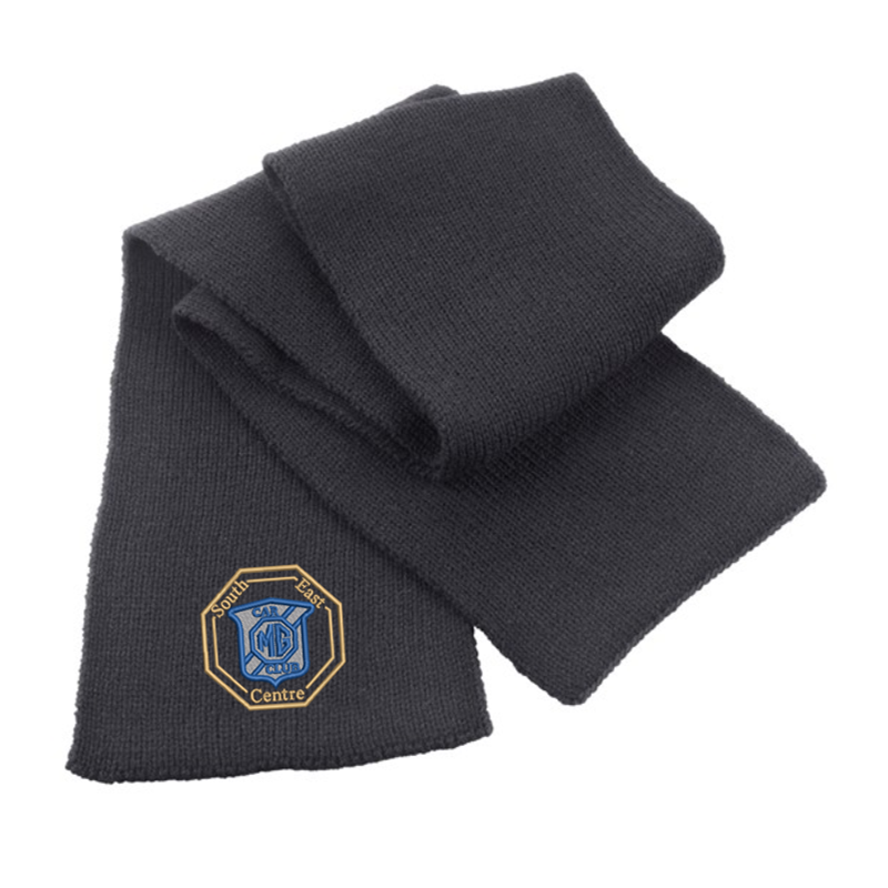 Classic heavy knit scarf, 100% Acrylic, embroidered logo to one position.