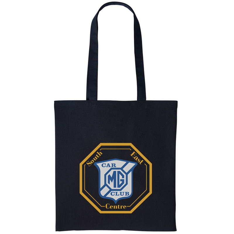 Long handled cotton shopper bag with logo printed to one side