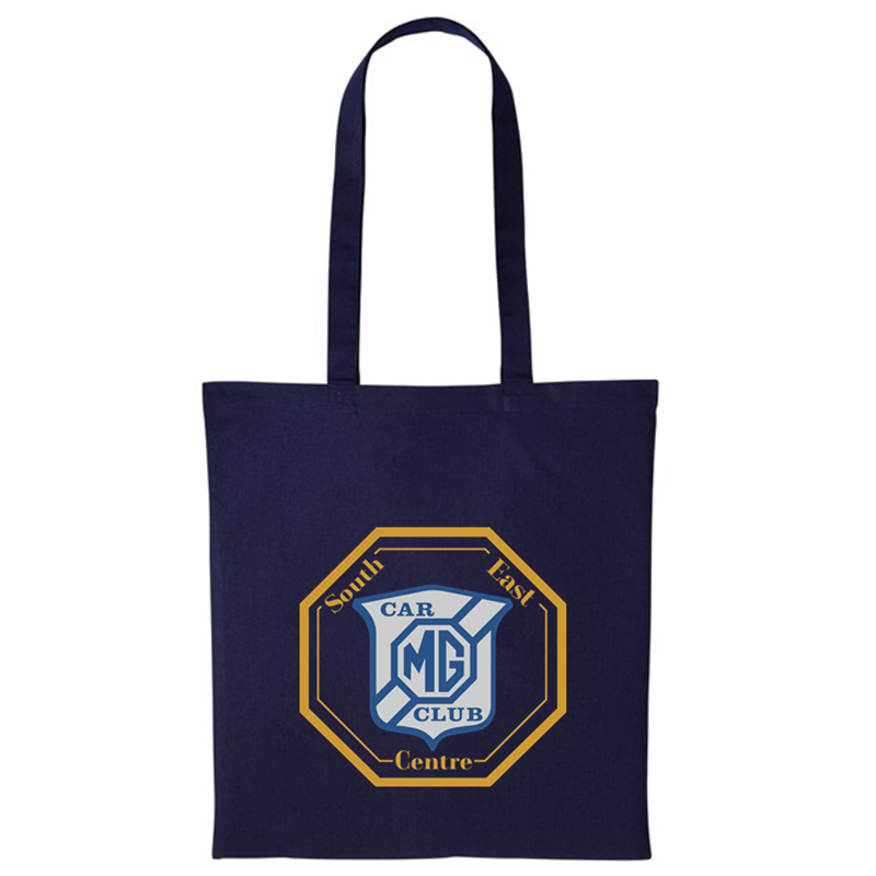 Long handled cotton shopper bag with logo printed to one side