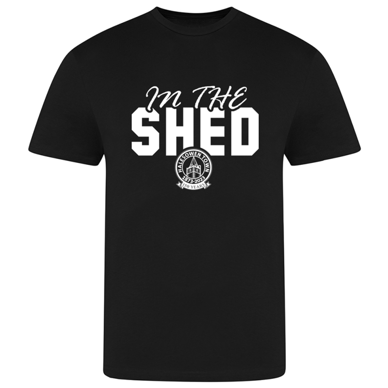 Premium cotton crew neck t shirt printed In The Shed design. Available in Youths, Mens/Unisex and Ladies sizes.