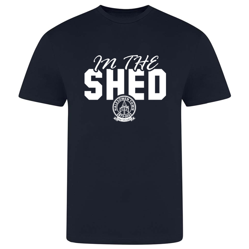 Premium cotton crew neck t shirt printed In The Shed design. Available in Youths, Mens/Unisex and Ladies sizes.
