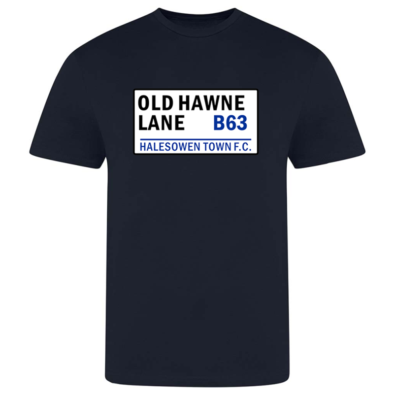 Premium cotton crew neck t shirt printed Old Hawne Lane sign design. Available in Youths, Mens/Unisex and Ladies sizes.