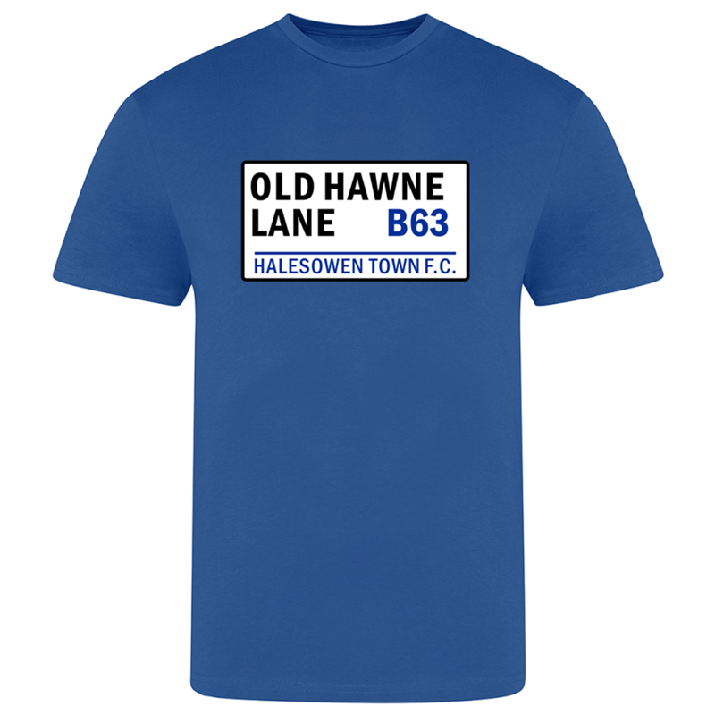 Premium cotton crew neck t shirt printed Old Hawne Lane sign design. Available in Youths, Mens/Unisex and Ladies sizes.